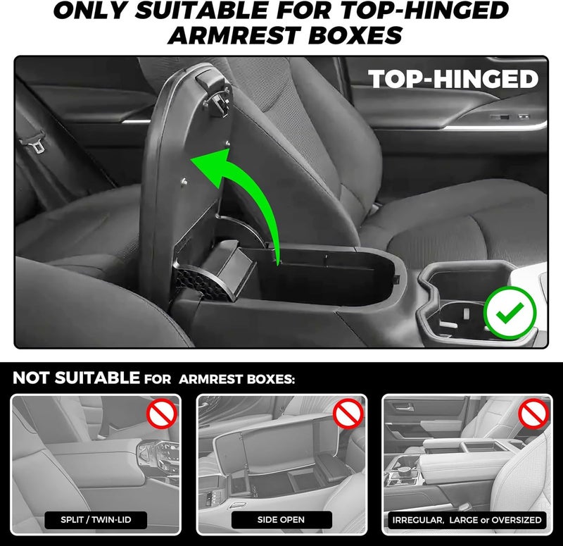 FREETOO Car Center Console Cover, Leather Armrest Cover for Car, Universal Middle Console Cushion with Storage Box, Cup Holder, Tissue Box & Phone Slot, Luxury Waterproof Interior Accessories, Black - Image 2